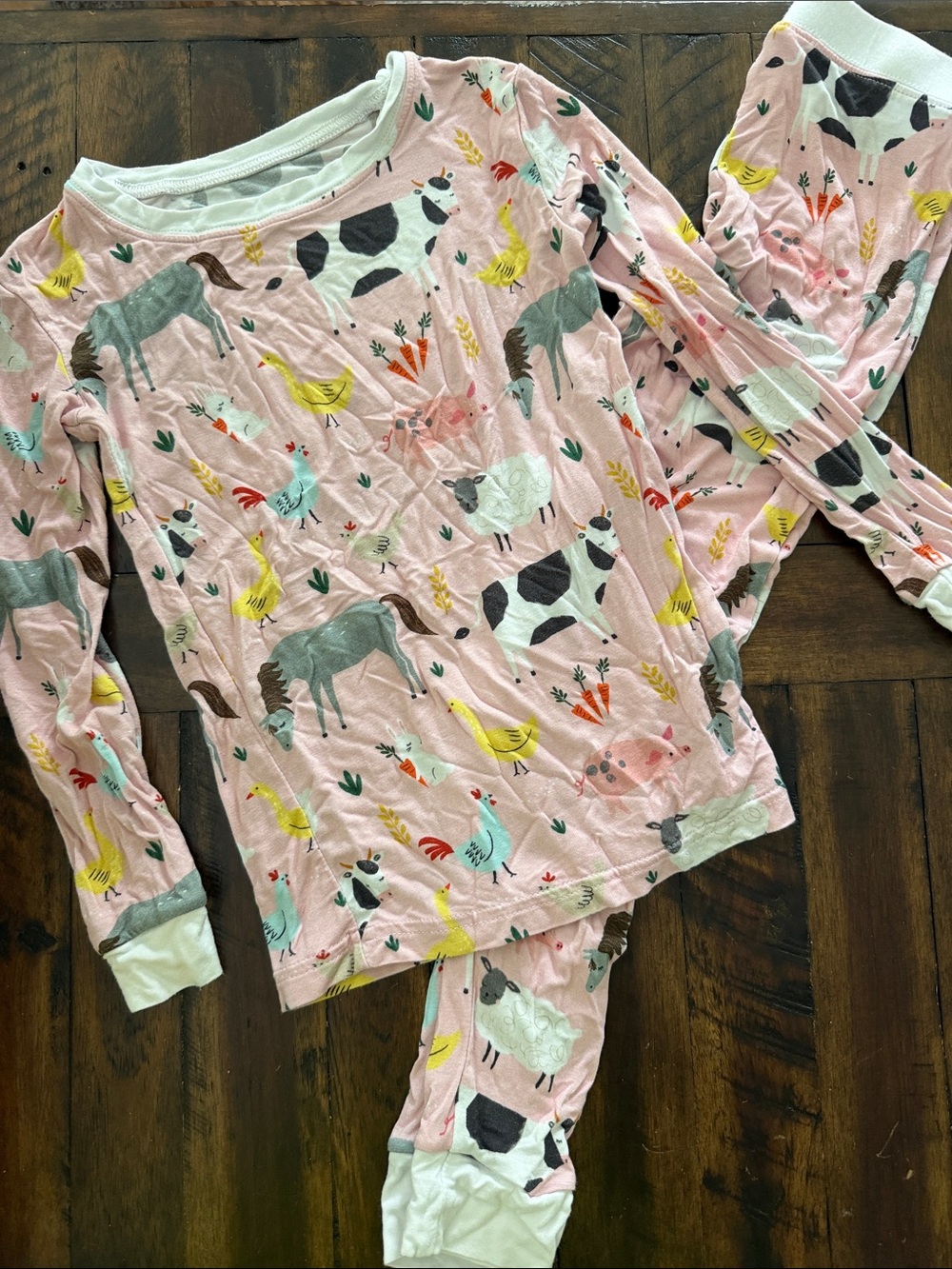 Little Sleepies Pink Farm Animal Print Pajama Set